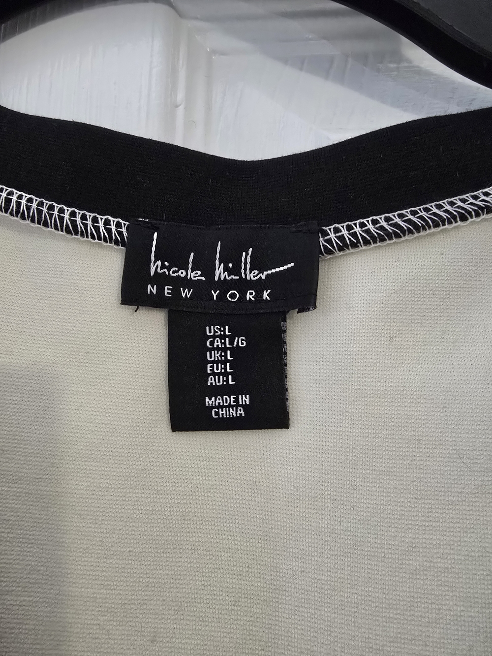 Nicole Miller White Dress With Black Trim